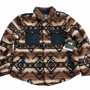 Horizon by Bass Creek Outfitters Sherpa Jacket Mens L Brown Aztec Fleece Shacket